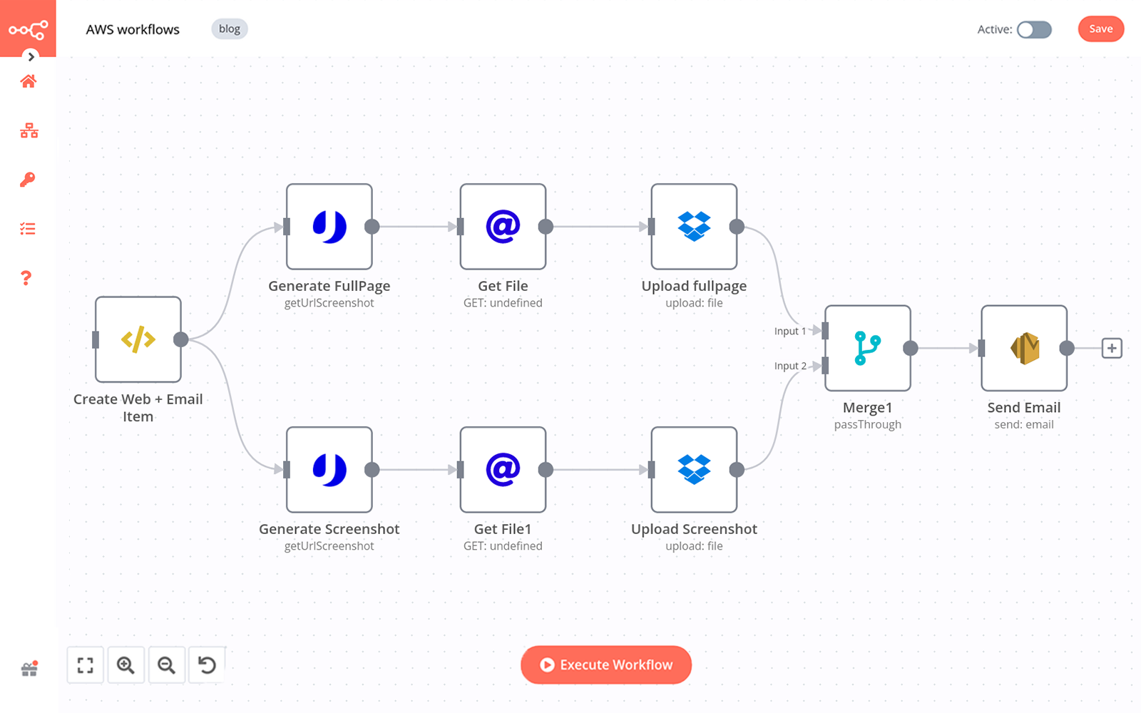 AWS workflow automation preview in n8n